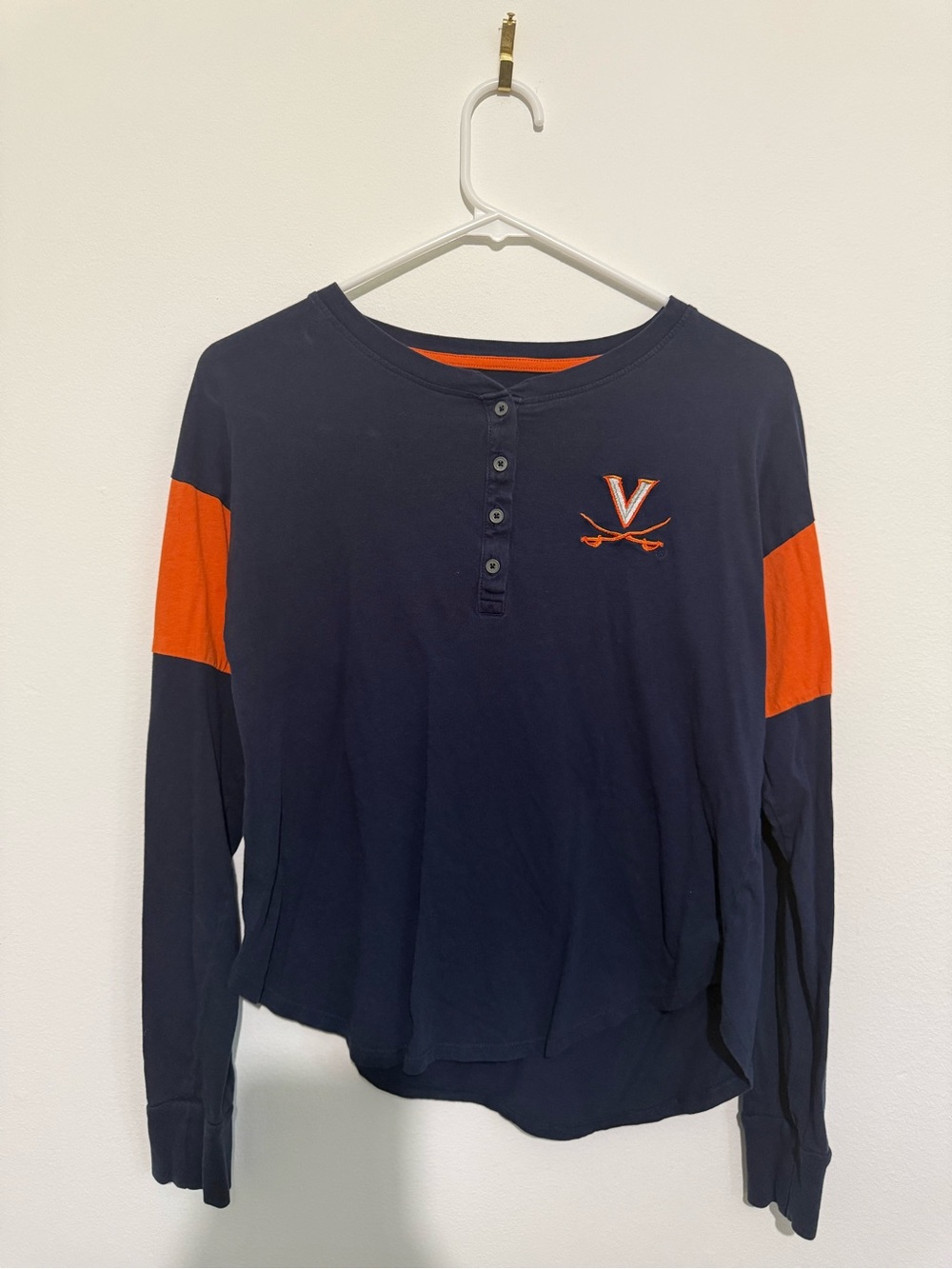 Colosseum Navy and Orange Long-Sleeve Henley Top
